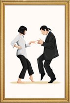 JUNIQE - Poster met houten lijst Pulp Fiction dans -20x30 /Grijs &