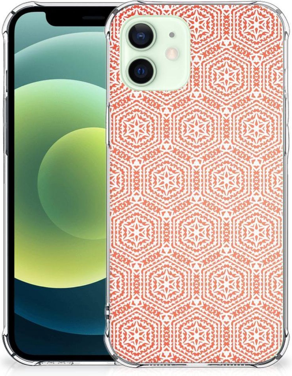 iPhone 12 Mini Doorzichtige Silicone Hoesje Pattern Orange