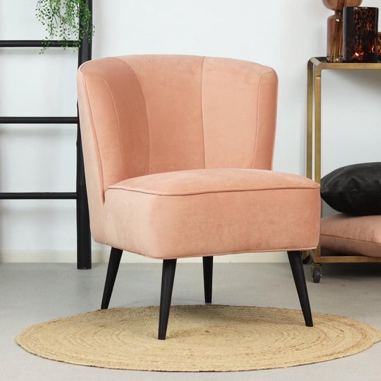 Bronx71® Velvet fauteuil roze Lyla Zetel 1 persoons - Relaxstoel - Kleine fauteuil -... | bol.com