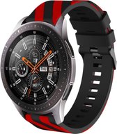 Siliconen Smartwatch bandje - Geschikt voor  Samsung Galaxy Watch gestreept siliconen bandje 46mm - zwart/rood - Horlogeband / Polsband / Armband