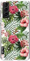 Casetastic Samsung Galaxy S21 Plus 4G/5G Hoesje - Softcover Hoesje met Design - Tropical Flowers Print