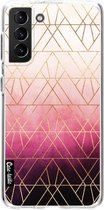 Casetastic Samsung Galaxy S21 Plus 4G/5G Hoesje - Softcover Hoesje met Design - Pink Ombre Triangles Print