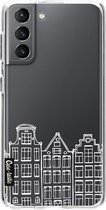 Casetastic Samsung Galaxy S21 4G/5G Hoesje - Softcover Hoesje met Design - Amsterdam Canal Houses White Print