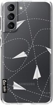 Casetastic Samsung Galaxy S21 4G/5G Hoesje - Softcover Hoesje met Design - Paperplanes Print