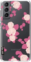Casetastic Samsung Galaxy S21 4G/5G Hoesje - Softcover Hoesje met Design - Pink Roses Print