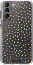 Casetastic Samsung Galaxy S21 4G/5G Hoesje - Softcover Hoesje met Design - Golden Hearts Transparant Print
