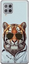 Samsung A42 hoesje siliconen - Tijger wild | Samsung Galaxy A42 case | blauw | TPU backcover transparant