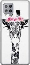 Samsung A42 hoesje siliconen - Giraffe | Samsung Galaxy A42 case | zwart | TPU backcover transparant