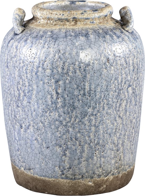 PTMD Aikon Kruik met twee oren 27 x 27 x 35 cm keramiek Blauw Blauw PTMD Aikon Kruik met twee oren 27 x 27 x 35 cm keramiek Blauw Blauw