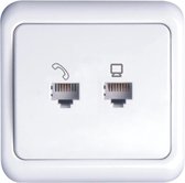 UTP RJ45 Stopcontact - Wandcontactdoos - Aigi Cuka - Inbouw - 1-voudig UTP CAT5E - 1-voudig Telefoon - Incl. Afdekraam - Wit - BES LED