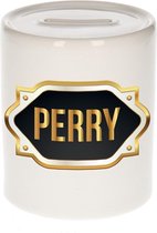 Perry naam cadeau spaarpot met gouden embleem - kado verjaardag/ vaderdag/ pensioen/ geslaagd/ bedankt