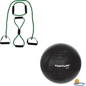 Tunturi - Fitness Set - Tubing Set Groen - Gymball Zwart 55 cm