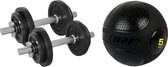 Tunturi - Fitness Set - Halterset 20 kg incl 2 Dumbbellstangen  - Slam Ball 5 kg