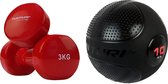 Tunturi - Fitness Set - Vinyl Dumbbell 2 x 3 kg  - Slam Ball 10 kg