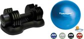 Tunturi - Fitness Set - Verstelbare Dumbbellset 12,5 kg - Gymball Blauw 55 cm