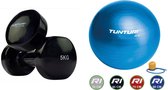 Tunturi - Fitness Set - Vinyl Dumbbell 2 x 5 kg  - Gymball Blauw 90 cm
