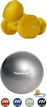 Tunturi - Fitness Set - Vinyl Dumbbell 2 x 1,5 kg  - Gymball Zilver 75 cm