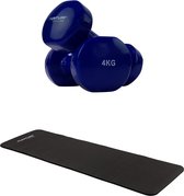 Tunturi - Fitness Set - Vinyl Dumbbell 2 x 4 kg  - Fitnessmat 180 x 60 x 1,5 cm