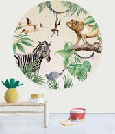 Behangcirkel - King of the Jungle - ⌀ 142,5 cm - Muurcirkel binnen - Wanddecoratie - Milieuvriendelijk Mat Vliesbehang - Creative Lab Amsterdam