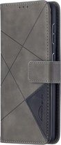 Samsung Galaxy S21 Hoesje Wallet Book Case Geometrisch Design Grijs