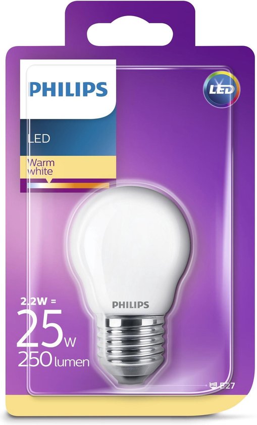 hoop ga sightseeing Hobart Philips LED lamp E27 2.2 watt 250Lm Kogel mat | bol.com