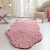 Tapijt Supersoft Shaggy schapenvacht vorm Lange pool roze kleur