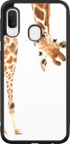 Samsung Galaxy A20e hoesje - Giraffe - Hard Case - Zwart - Backcover - Giraffe - Bruin