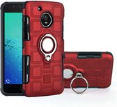 Voor Motorola Moto G5 2 in 1 Cube PC + TPU beschermhoes met 360 graden draaien zilveren ringhouder (rood)