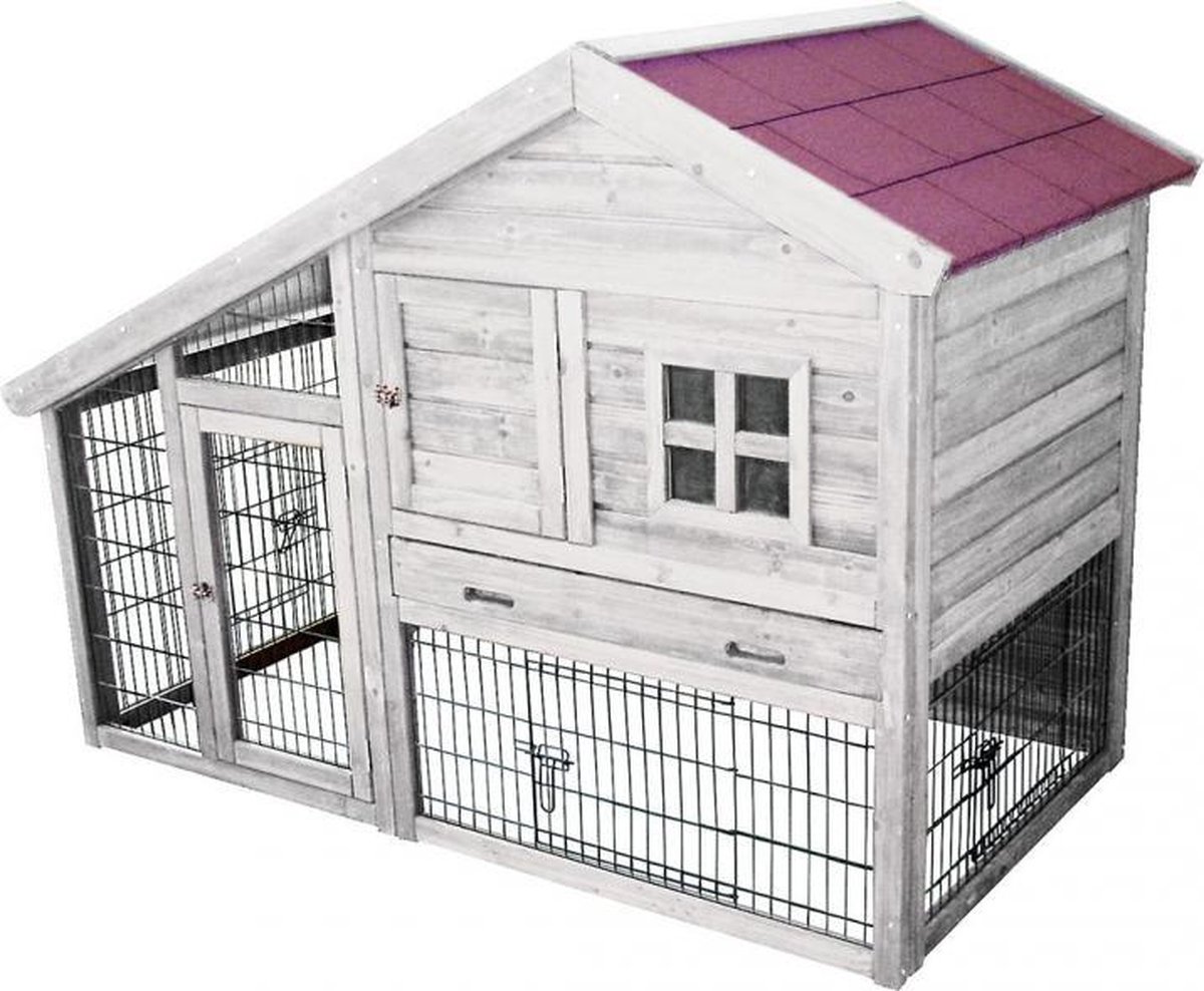 Duvo+ Woodland konijnenhok tridolf cottage 150x80x108cm Duvo+ Woodland konijnenhok tridolf cottage 150x80x108cm