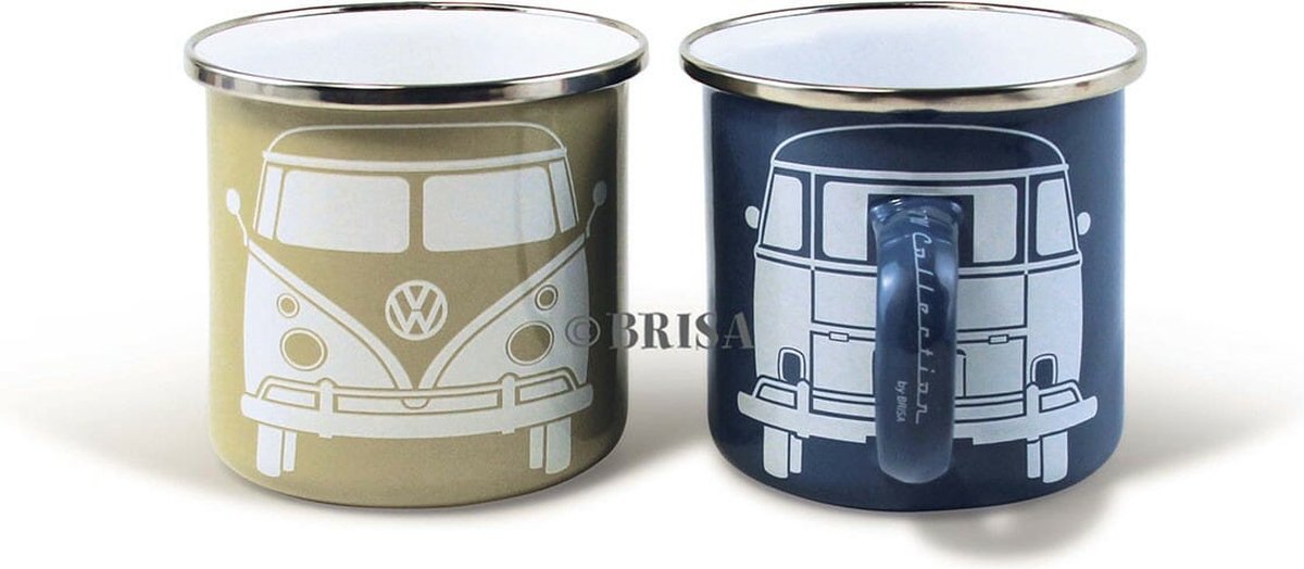 Emaille Beker - VW Collection T1 Bus - Set Van 2 - Volkswagen Voor de echte fans