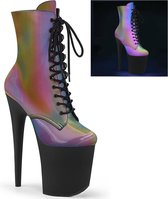 Pleaser Plateau Laarzen, Paaldans schoenen -40 Shoes- FLAMINGO-1020REFL Paaldans schoenen Multicolours/Zwart