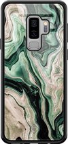 Samsung S9 Plus hoesje glass - Groen marmer / Marble | Samsung Galaxy S9+ case | Hardcase backcover zwart