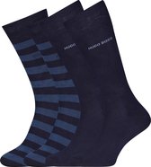 HUGO BOSS Block Stripe (2-pack) - herensokken katoen - blauw en gestreept -  Maat: 43-46
