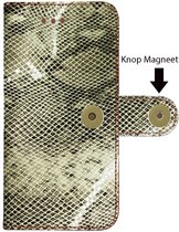 Echt leer vier pasjes Apple iPhone XR Beige Relief slangenprint