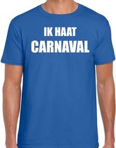 Ik haat carnaval verkleed t-shirt / outfit blauw voor heren - carnaval / feest shirt kleding / kostuum L
