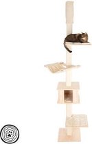 Krabpaal Plafondbevestiging "Universe quadrant" Crème (245-275*70*68) - Krabpaal hout - Krabhuis - krabpaal met mand - Krabhuis voor katten - Krabpaal - Krabpaal voor katten - Krabpaal voor g
