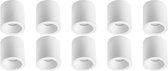 Opbouwspot 10 Pack - Pragmi Cliron Pro - GU10 Fitting - Opbouw Rond - Mat Wit - Aluminium - Verdiept - Ø90mm - BSE