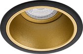 Spot Armatuur GU10 - Pragmi Minko Pro - Inbouw Rond - Mat Zwart/Goud - Aluminium - Verdiept - Ø90mm - BES LED