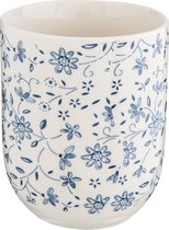 Clayre & Eef Mug 100 ml Bleu Porcelaine Rond Fleurs Tasse à thé