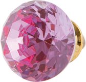Clayre & Eef Deurknop Ø 3*3 cm Roze Keramiek Rond Diamant Meubelknop