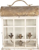 Clayre & Eef Wandlamp 47*22*55 cm E14/max 3*25W Wit Hout / ijzer Vierkant Muurlamp