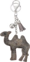 Melady Sleutelhanger Grijs Kunststof Kameel Sleutelhanger met Koord Cadeau voor haar