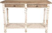 Clayre & Eef Sidetable 121*40*83 cm Wit Hout Rechthoek Wandtafel Haltafel Console Tafel