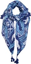 Melady Sjaal Dames Print 90x180 cm Blauw Synthetisch Shawl Dames Cadeau voor haar