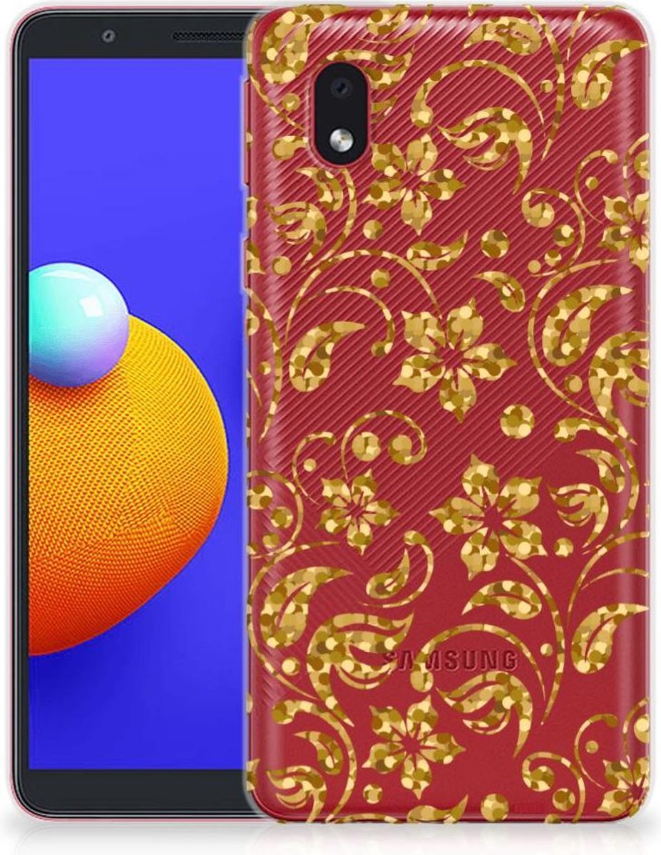 Samsung Galaxy A01 Core TPU Case Gouden Bloemen