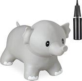 Relaxdays Skippy dier olifant - springdier - skippybal dier - met pompje - vrij van BPA - grijs