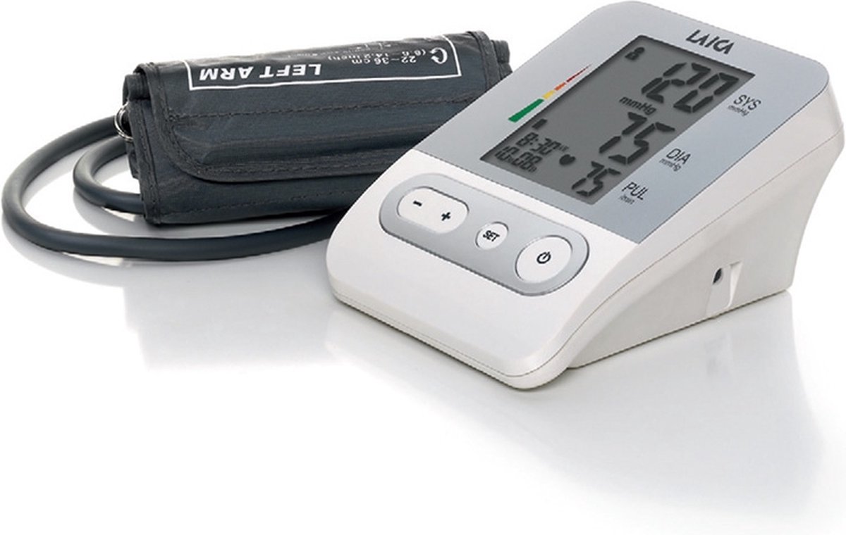 LAICA BM2301 - automatische bovenarm bloeddrukmeter – geheugen max 120 metingen – 4 gebruikers – groot display - inclusief opbergtas en batterijen