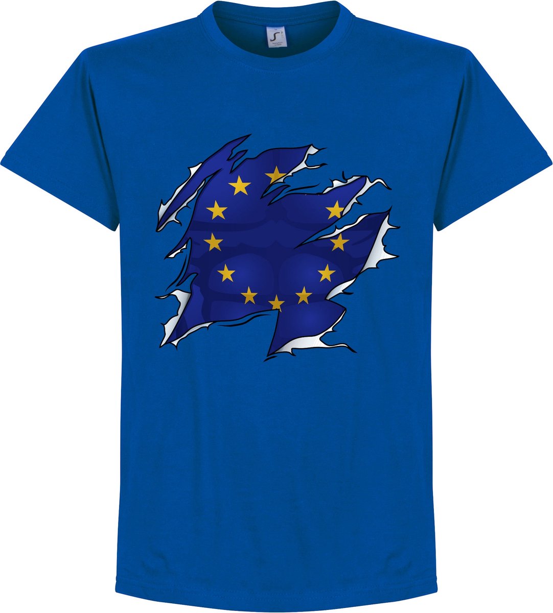 Europa Ripped Flag T-Shirt - Blauw - XL