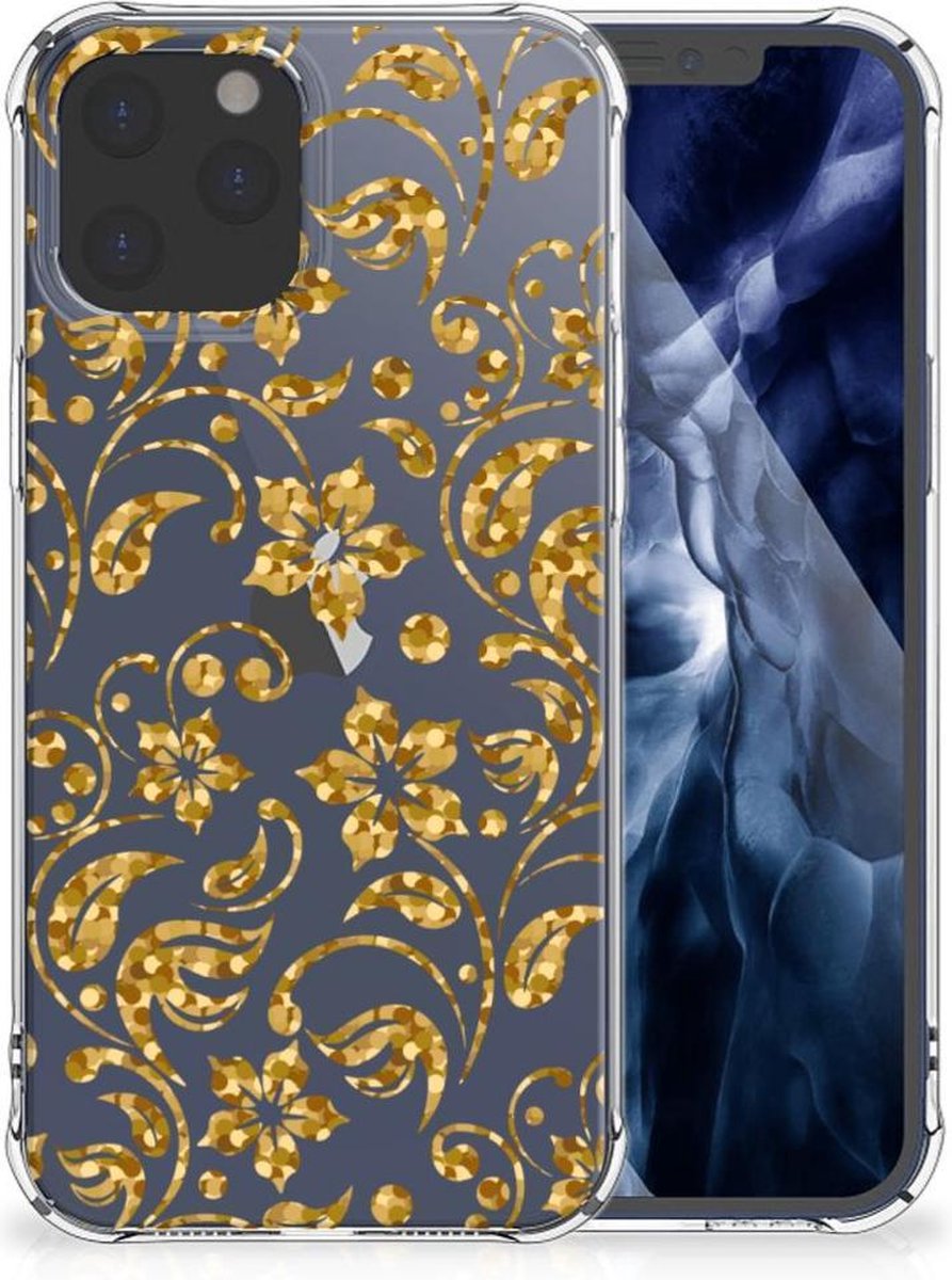 Back Cover voor iPhone 12 Pro Max Case Gouden Bloemen