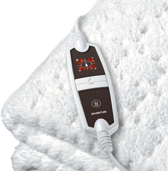 Detail van de controller van de Inventum elektrische onderdeken met numerieke warmtestanden.